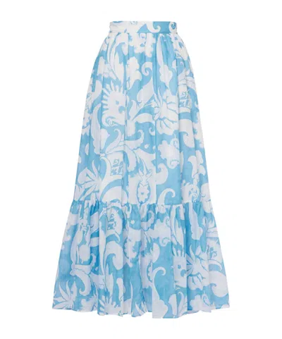 Etro Printed Pattern Midi Skirt In Blue