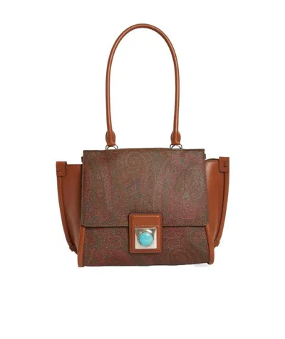 Etro Printed Pattern Shoulder Bag In Brown