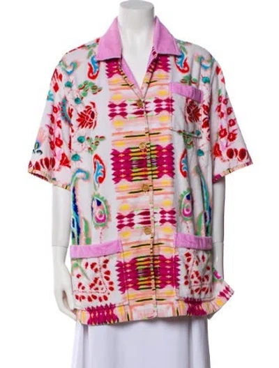 Pre-owned Etro Printed Pleated Accents Robe In White