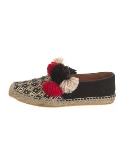 Pre-owned Etro Printed Pom-pom Embellishments Espadrilles In Black