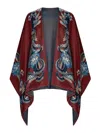 Etro Bordeaux Cape With Paisley Motif All-over In Viscose Woman In Dark Red