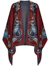 Etro Bordeaux Cape With Paisley Motif All-over In Viscose Woman In Red