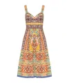 Etro Printed Poplin Midi Dress In Brown