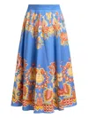 Etro Printed Poplin Midi Skirt In Blue
