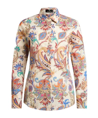 Etro Printed Poplin Shirt In Multi