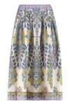 Etro Paisley Print Cotton Midi Skirt