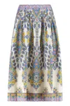 Etro Paisley Print Cotton Midi Skirt