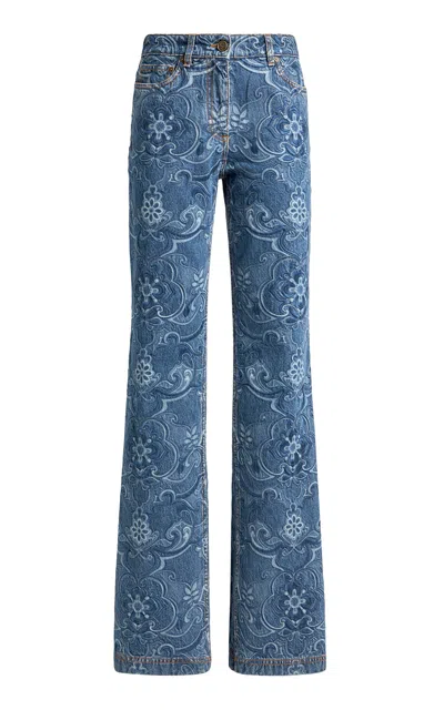 Etro Printed Rigid Low-rise Straight-leg Jeans In Blue
