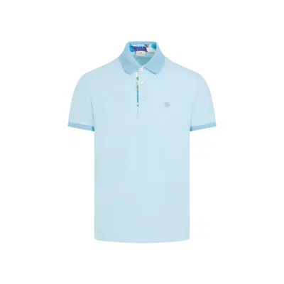 Etro Polo Roma Printed Details In Blue