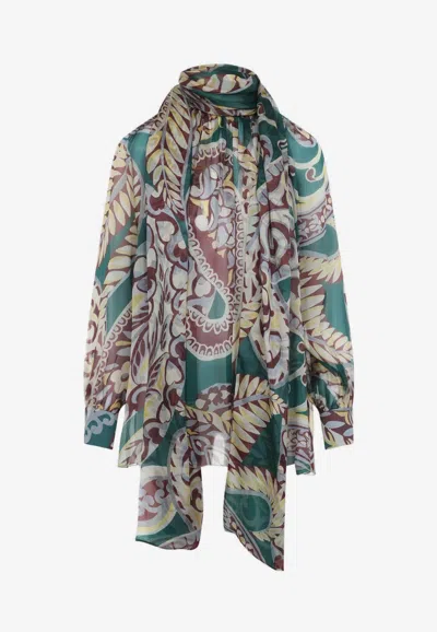 ETRO PRINTED RUCHED BLOUSE