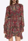 Etro Ruffled Hem Mini Dress In Multi