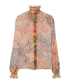 Etro Printed Ruffled Silk Blouse In Multi