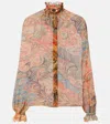 Etro Printed Ruffled Silk Blouse In Multi