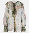 Etro Ruffled Floral-print Silk-crepon Blouse In Multicoloured