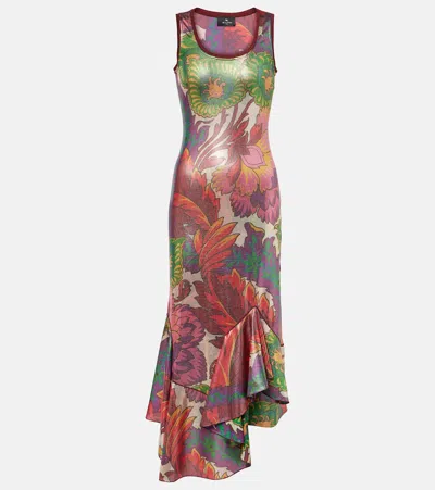ETRO PRINTED SATIN MAXI DRESS