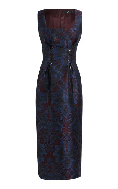 Etro Printed Satin Midi Dress In Multi