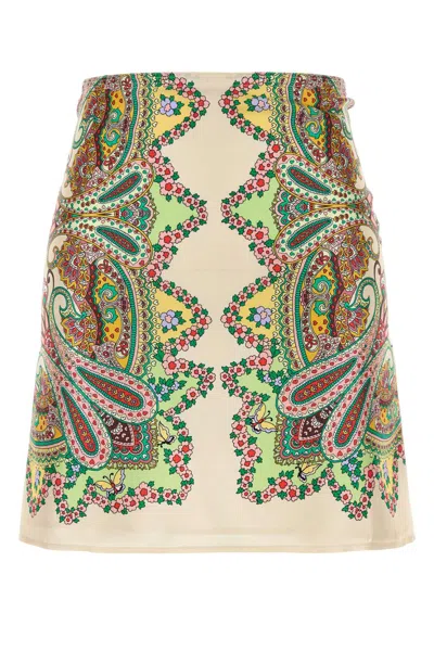 ETRO PRINTED SATIN MINI SKIRT