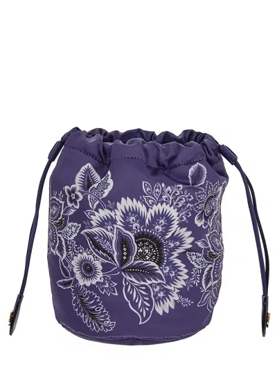 Etro Printed Satin Pouch In Blue