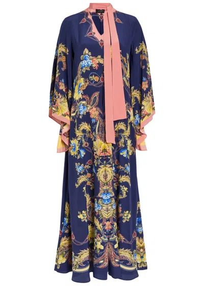 Etro Printed Scarf-effect Silk Maxi Dress In Multi