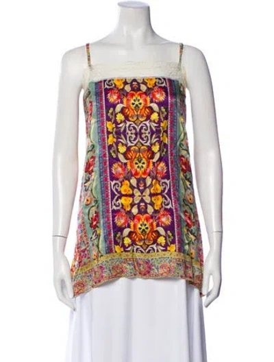 Pre-owned Etro Printed Scoop Neck Blouse In Brown