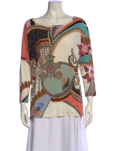 Pre-owned Etro Printed Scoop Neck Blouse In Multi