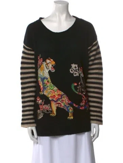 Pre-owned Etro Printed Scoop Neck Sweater In Black
