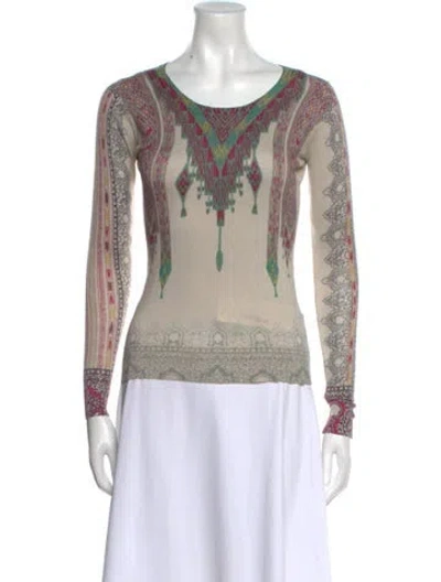 Pre-owned Etro Printed Scoop Neck Sweater In Brown