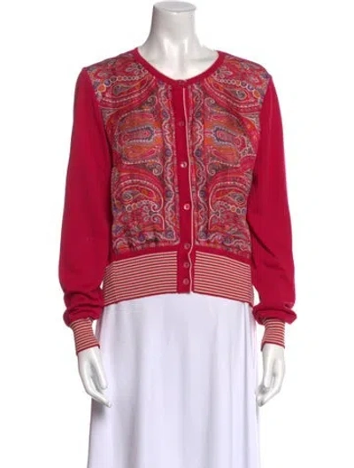 Pre-owned Etro Printed Scoop Neck Sweater In Pink