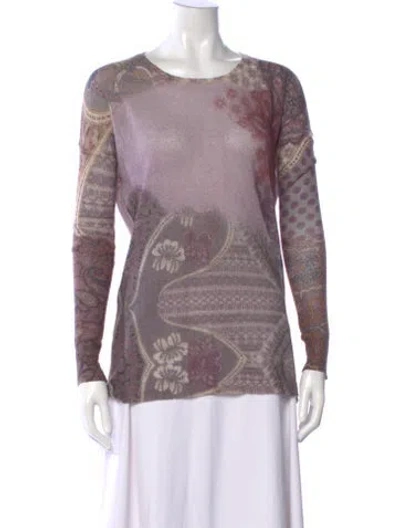 Pre-owned Etro Printed Scoop Neck Sweater In Purple