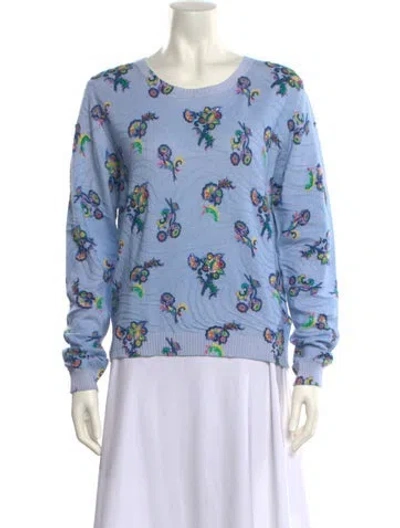 Pre-owned Etro Printed Scoop Neck Sweater W/ Tags In Blue