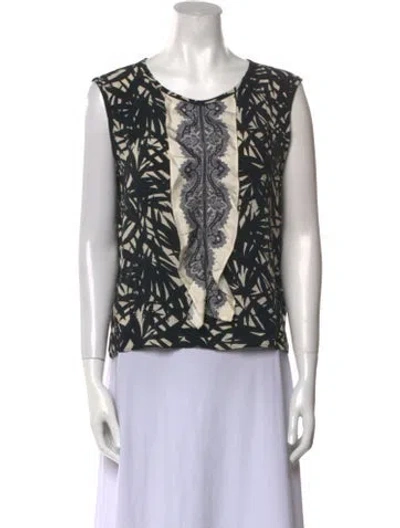 Pre-owned Etro Printed Scoop Neck Top In Black