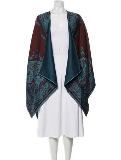 Pre-owned Etro Printed Shawl W/ Tags In Blue