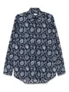 Etro Blue Cotton Shirt With All Over Paisley Print