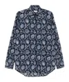 Etro Blue Cotton Shirt With All Over Paisley Print