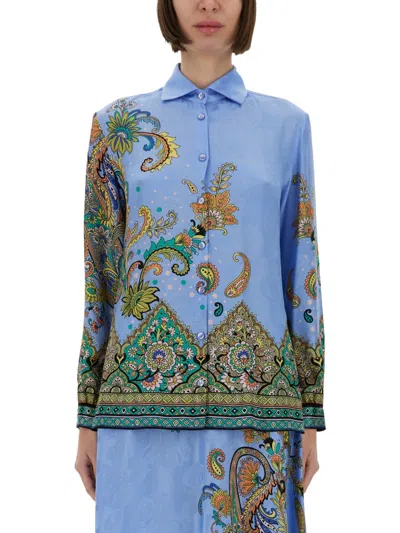 Etro Printed Shirt In Azure