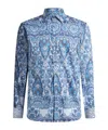 Etro Cotton Shirt With Floral And Paisley Prints In Blue