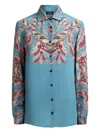 Etro Women Paisley Print Silk Shirt In Blue