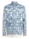 Etro Floral Print Cotton Long Sleeve Shirt In Multi