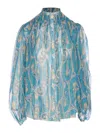 Etro Multicolor Silk Pattern Shirt In Blue