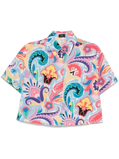 Etro Printed Shirt In Light Blue