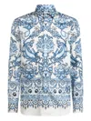 Etro Floral Print Cotton Long Sleeve Shirt In Multi