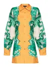 Etro Printed Collared Shirt With Cuffed Long Sleeves In Yellow