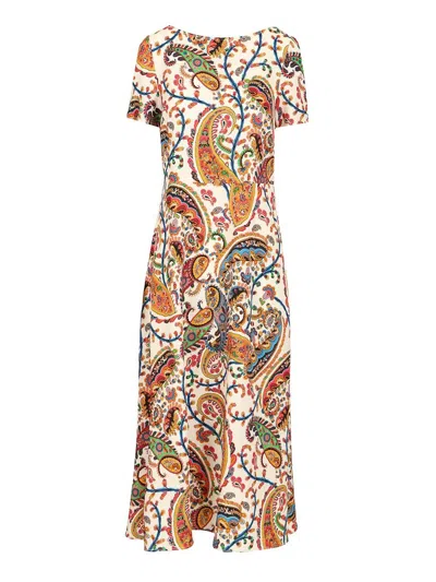Etro Printed Short Sleeve Midi Dress Dresses Multicolor