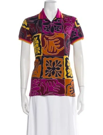Pre-owned Etro Printed Short Sleeve Polo In Pink