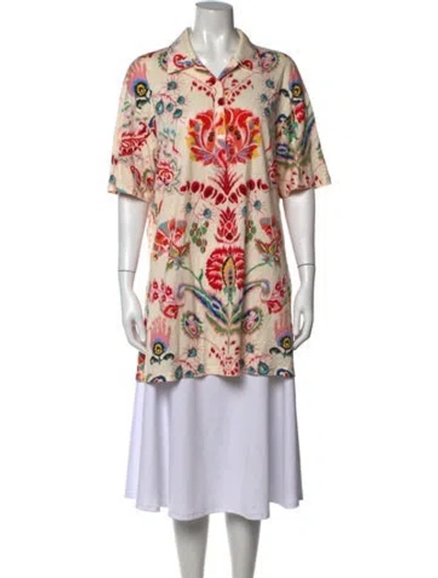 Pre-owned Etro Printed Short Sleeve Polo In Red