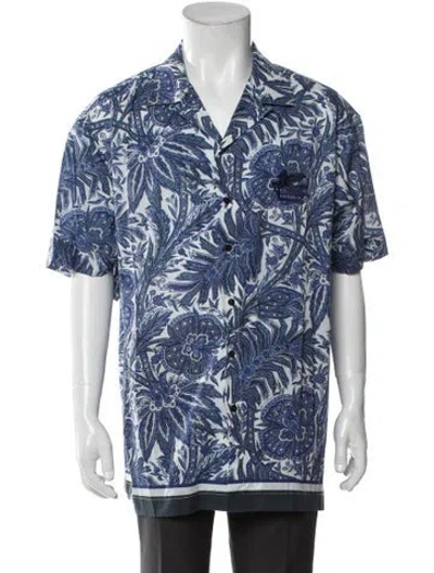 Pre-owned Etro Printed Short Sleeve Shirt In Blue