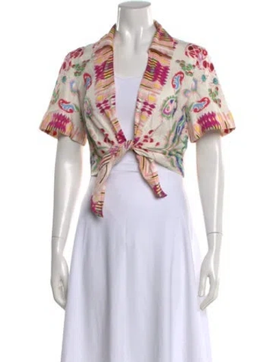 Pre-owned Etro Printed Short Sleeve Top In Pink
