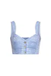 Etro Paisley Print Button Detail Cropped Top In Blue