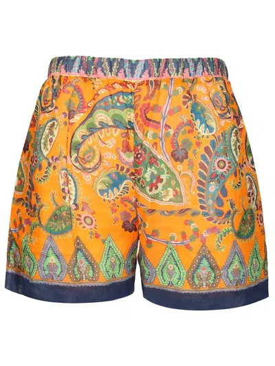 Etro Printed Short Trousers Orange In Multi
