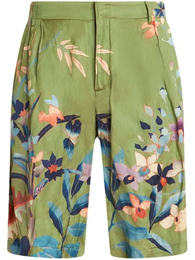 Etro Printed Shorts In Green